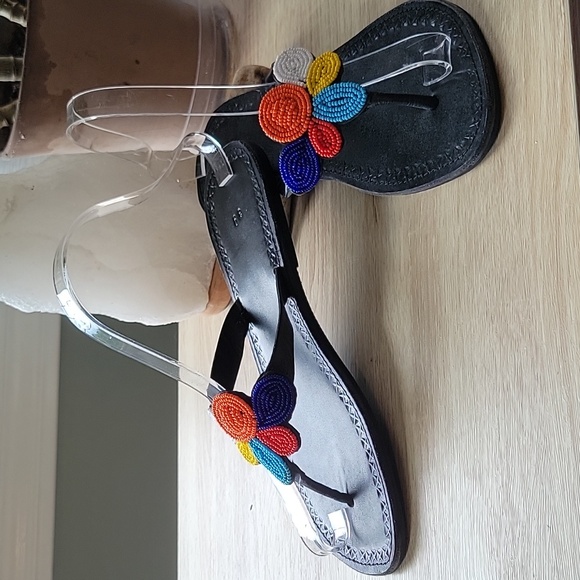 African Beaded Thong Sandals - Picture 3 of 7